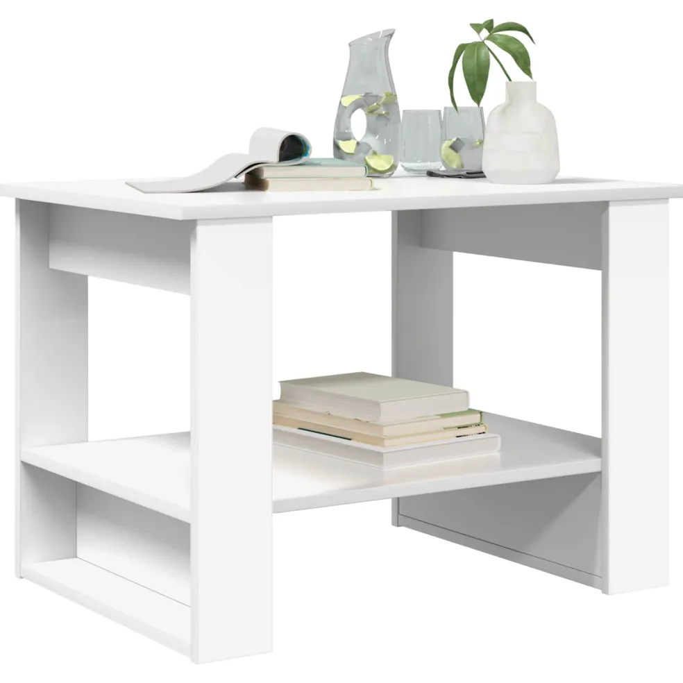 vidaXL Salontafel Wit 72 x 50 x 50 cm Bewerkt hout