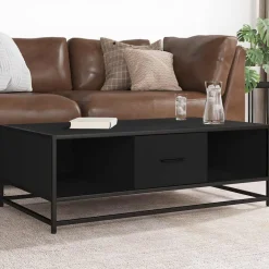 vidaXL Salontafel 100x57x35 cm bewerkt hout en metaal zwart