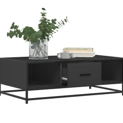 vidaXL Salontafel 100x57x35 cm bewerkt hout en metaal zwart