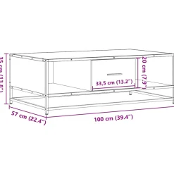 vidaXL Salontafel 100x57x35 cm bewerkt hout en metaal zwart