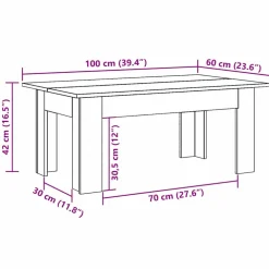vidaXL Salontafel 100x60x42 cm bewerkt hout wit