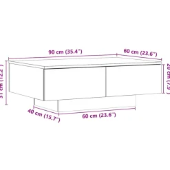 vidaXL Salontafel 90x60x31 cm bewerkt hout artisanaal eikenkleurig