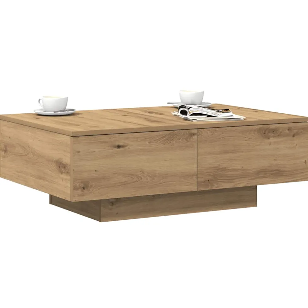 vidaXL Salontafel 90x60x31 cm bewerkt hout artisanaal eikenkleurig