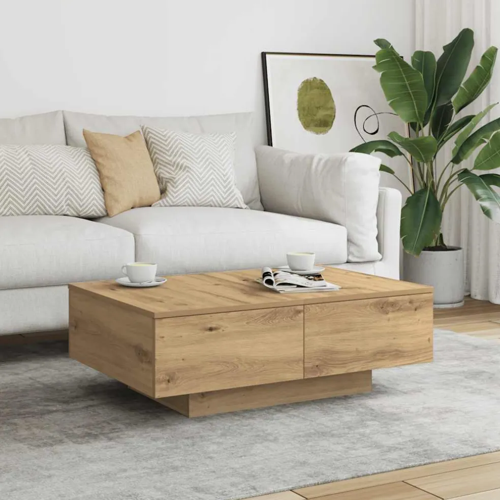 vidaXL Salontafel 90x60x31 cm bewerkt hout artisanaal eikenkleurig
