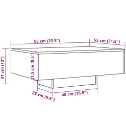 vidaXL Salontafel 85x55x31 cm bewerkt hout oud houtkleurig