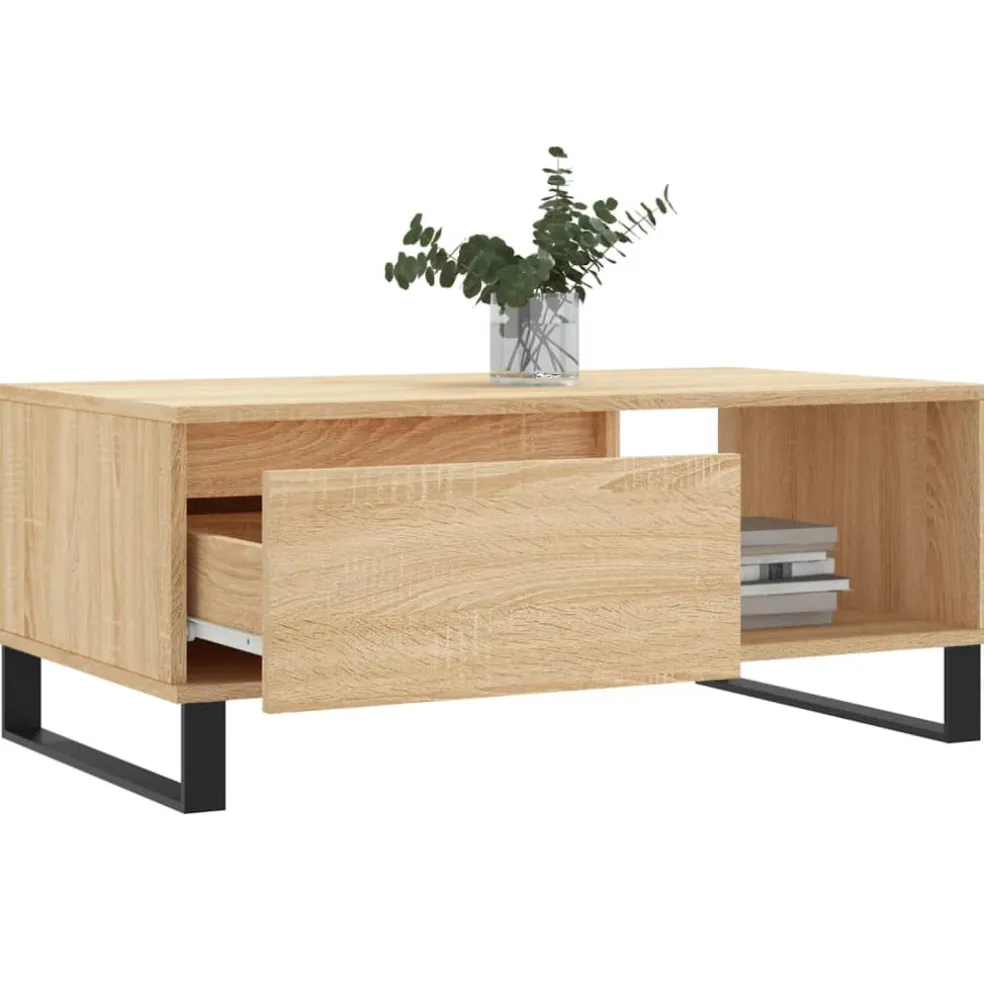 vidaXL Salontafel 90x50x36,5 cm bewerkt hout sonoma eikenkleurig