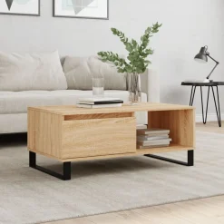vidaXL Salontafel 90x50x36,5 cm bewerkt hout sonoma eikenkleurig