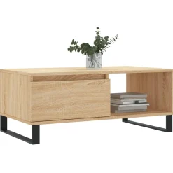vidaXL Salontafel 90x50x36,5 cm bewerkt hout sonoma eikenkleurig
