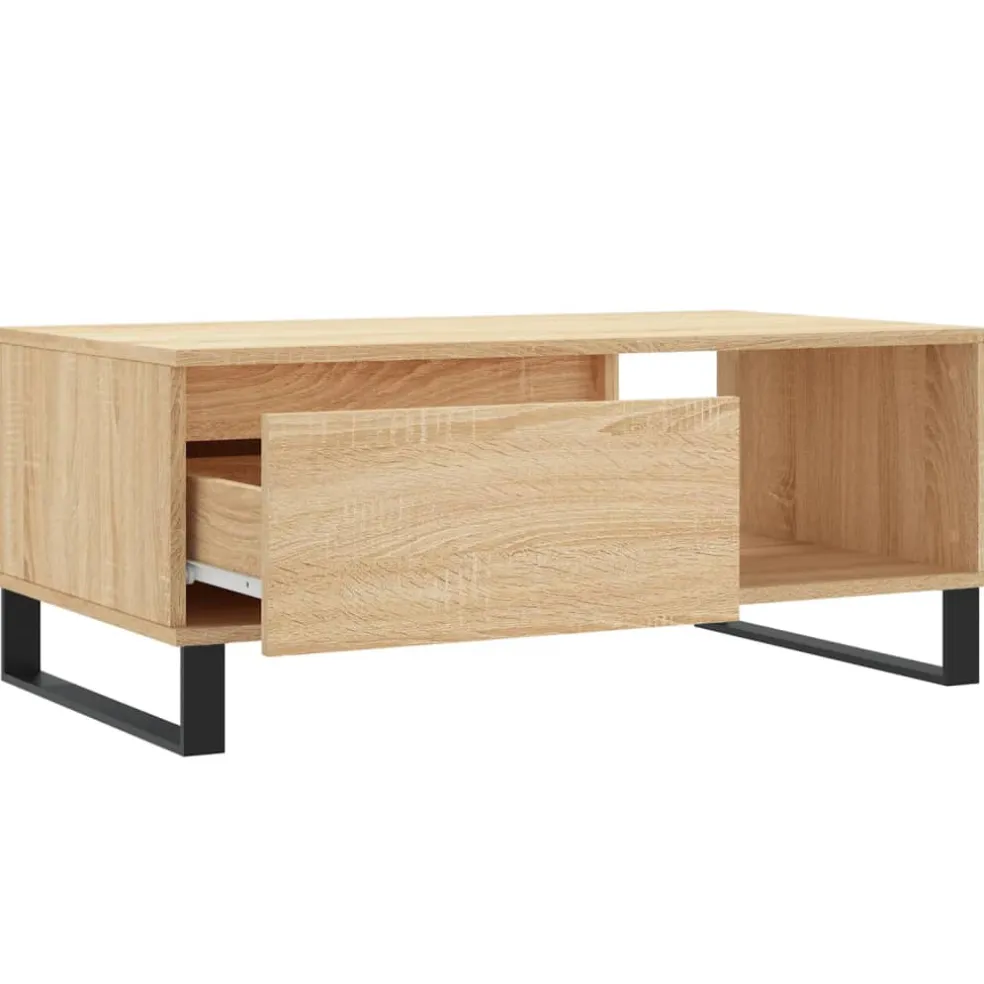 vidaXL Salontafel 90x50x36,5 cm bewerkt hout sonoma eikenkleurig