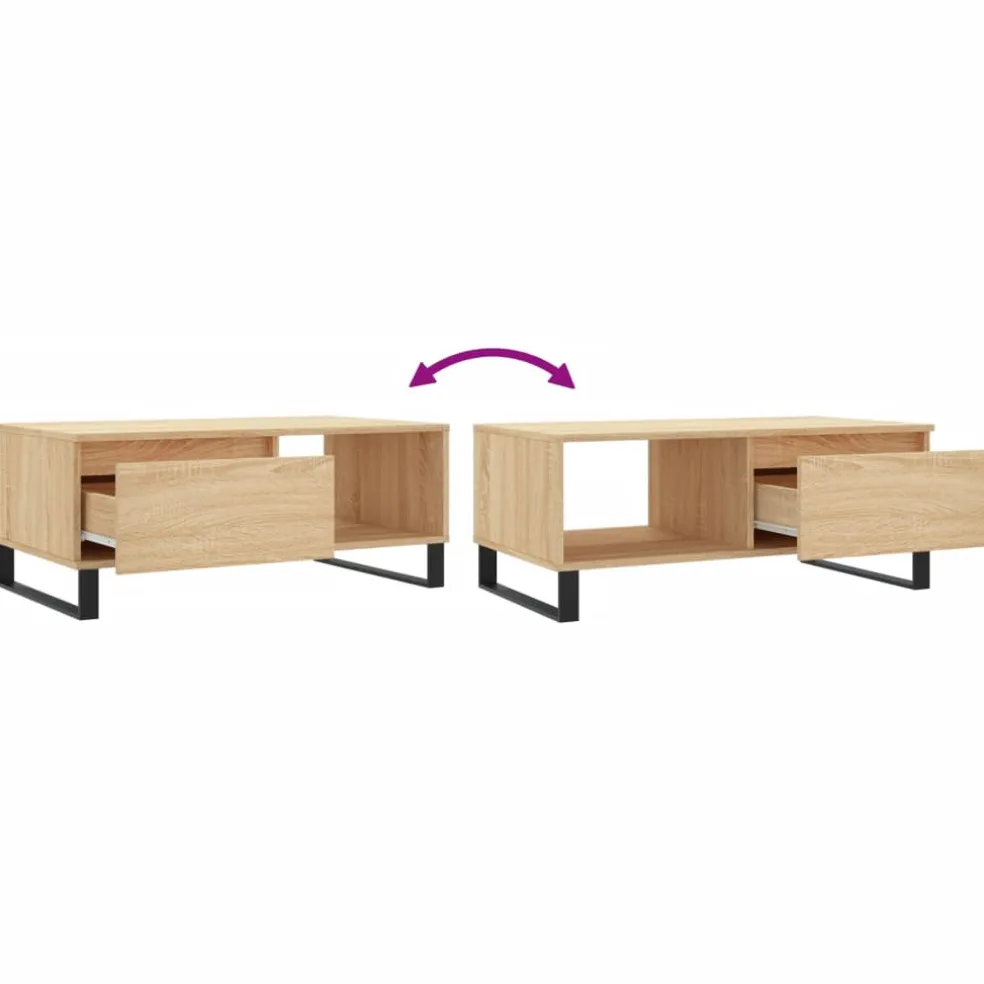 vidaXL Salontafel 90x50x36,5 cm bewerkt hout sonoma eikenkleurig