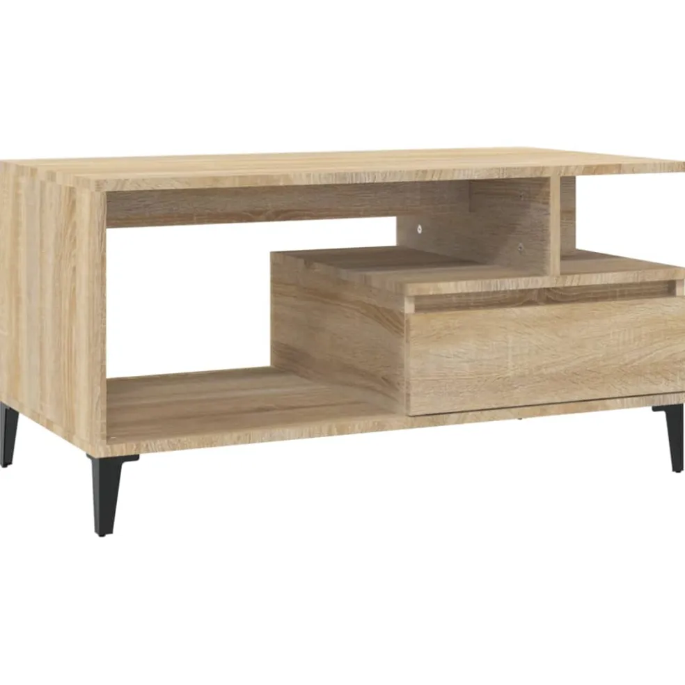 vidaXL Salontafel 90x49x45 cm bewerkt hout sonoma eikenkleurig