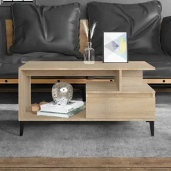 vidaXL Salontafel 90x49x45 cm bewerkt hout sonoma eikenkleurig