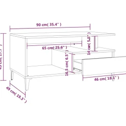 vidaXL Salontafel 90x49x45 cm bewerkt hout sonoma eikenkleurig