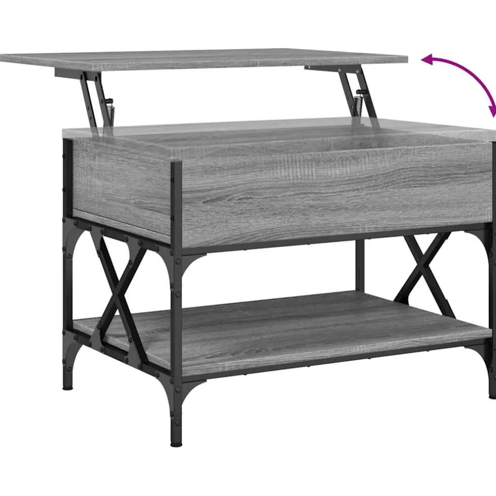 vidaXL Salontafel 70x50x50 cm bewerkt hout en metaal grijs sonoma