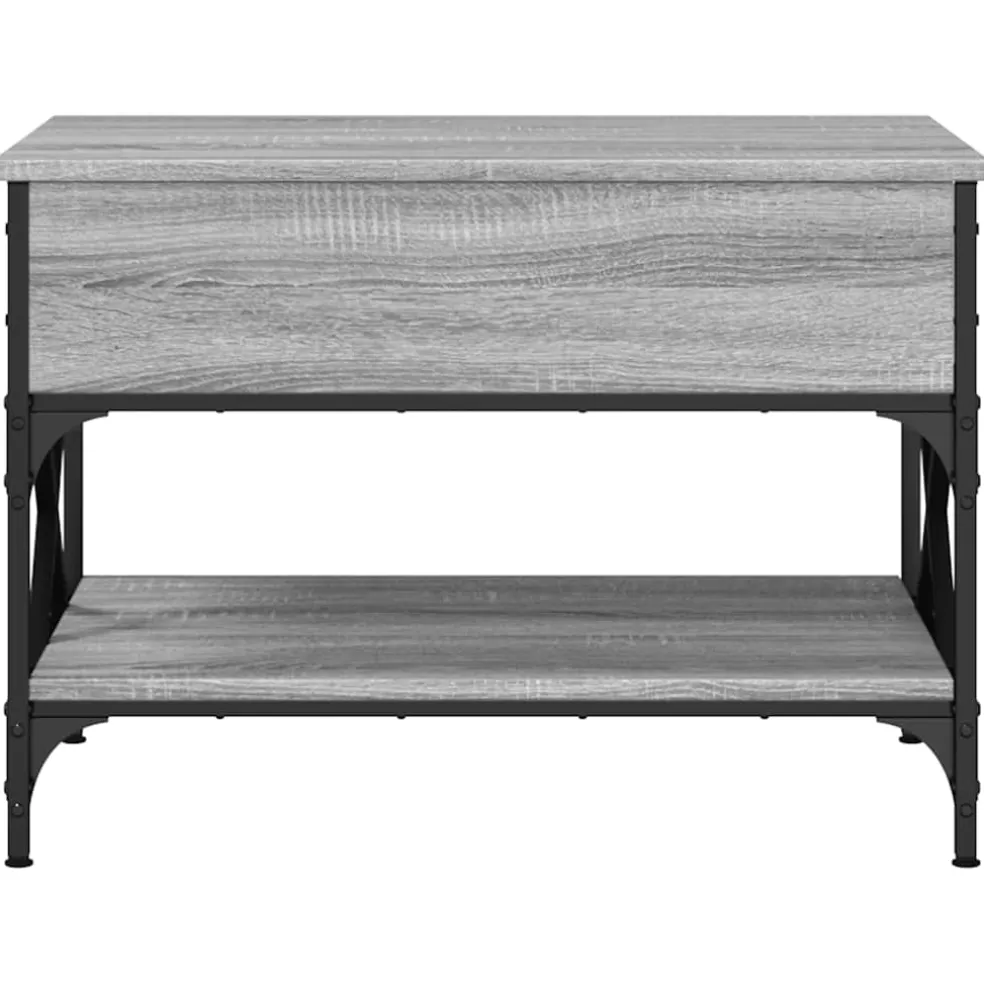 vidaXL Salontafel 70x50x50 cm bewerkt hout en metaal grijs sonoma