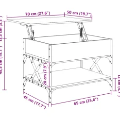 vidaXL Salontafel 70x50x50 cm bewerkt hout en metaal grijs sonoma