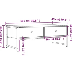 vidaXL Salontafel 101x49x39,5 cm bewerkt hout sonoma eikenkleurig