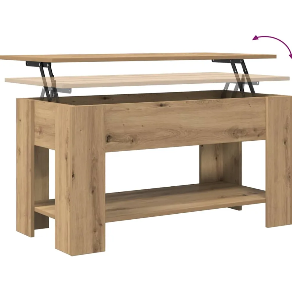 vidaXL Salontafel 101x49x52 cm bewerkt hout artisanaal eikenkleur