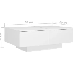 vidaXL Salontafel 90x60x31 cm bewerkt hout wit