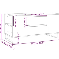 vidaXL Salontafel 102x44,5x50 cm bewerkt hout gerookt eikenkleurig