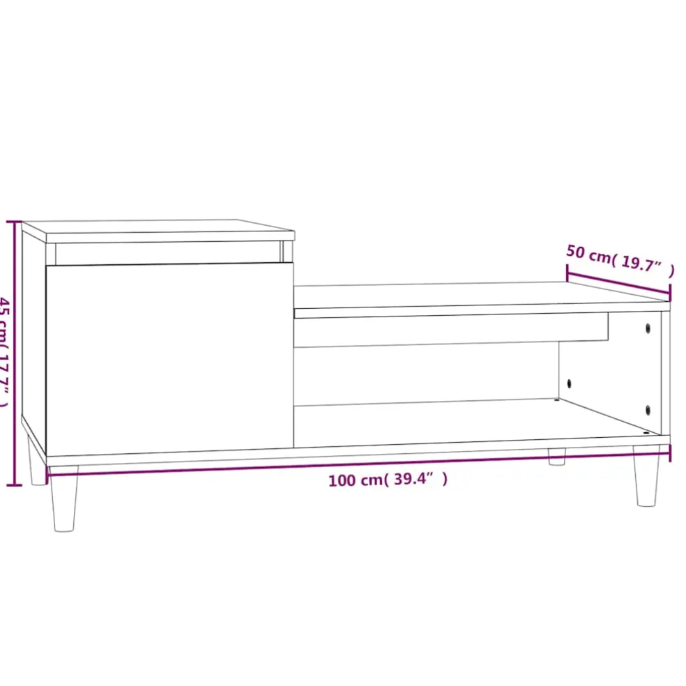 vidaXL Salontafel 100x50x45 cm bewerkt hout sonoma eiken