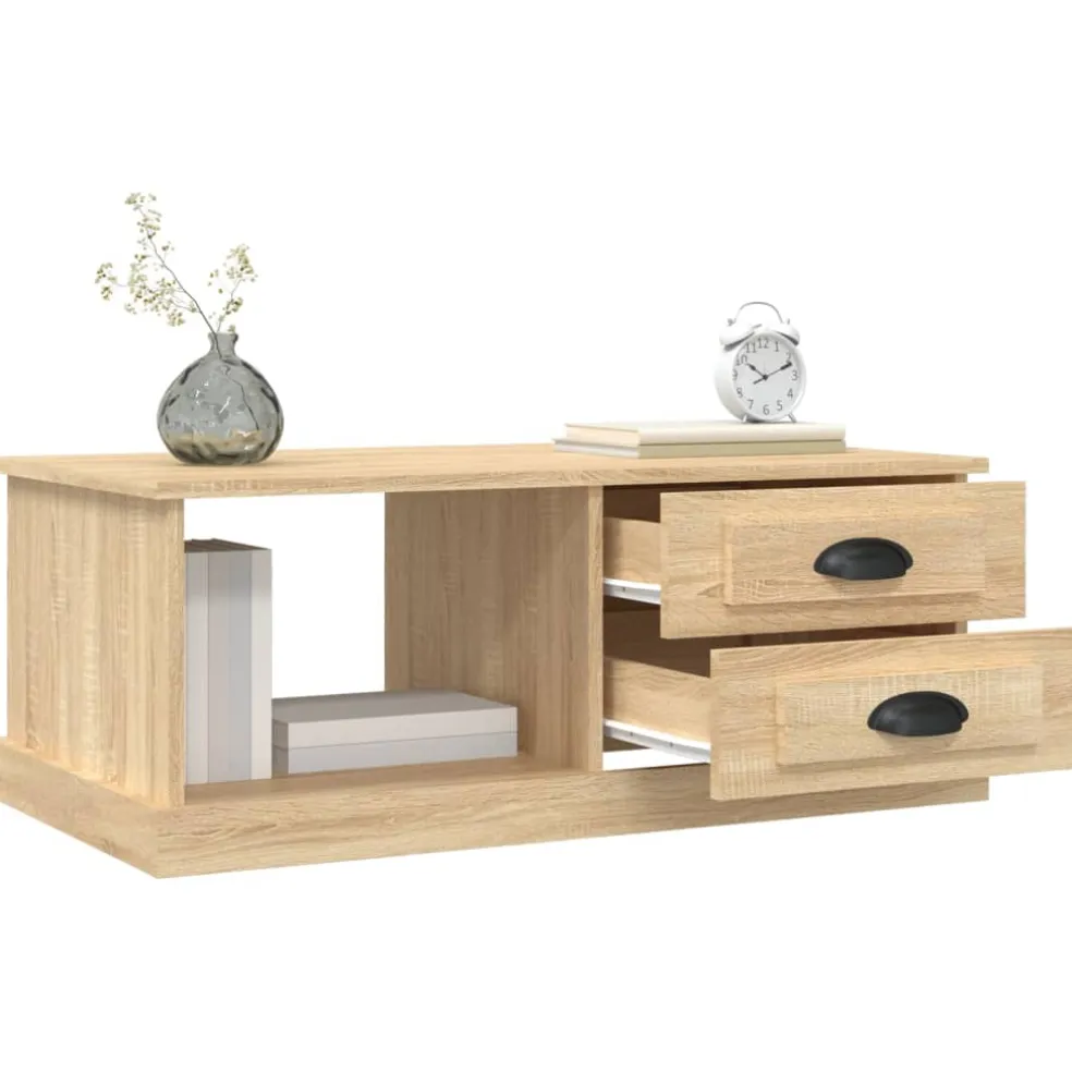 vidaXL Salontafel 90x50x35 cm bewerkt hout sonoma eikenkleurig