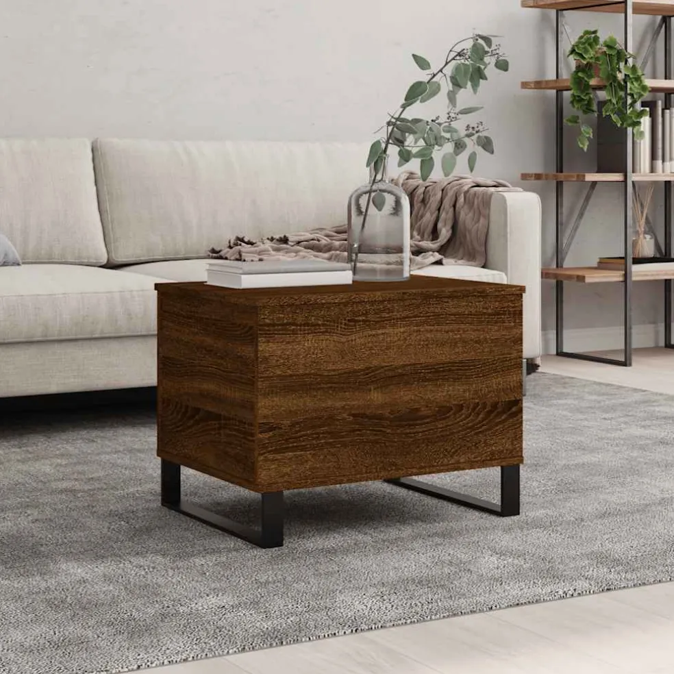 vidaXL Salontafel 60x44,5x45 cm bewerkt hout bruin eikenkleur