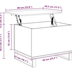 vidaXL Salontafel 60x44,5x45 cm bewerkt hout bruin eikenkleur