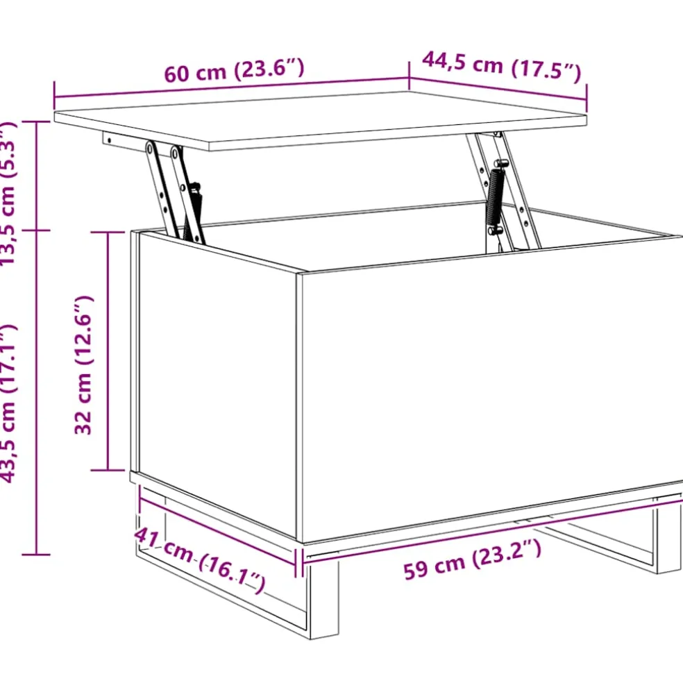 vidaXL Salontafel 60x44,5x45 cm bewerkt hout bruin eikenkleur