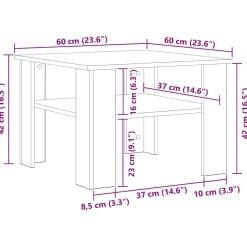 vidaXL Salontafel 60x60x42 cm bewerkt hout wit