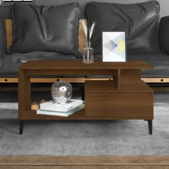 vidaXL Salontafel 90x49x45 cm bewerkt hout bruineiken