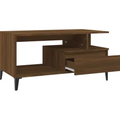 vidaXL Salontafel 90x49x45 cm bewerkt hout bruineiken