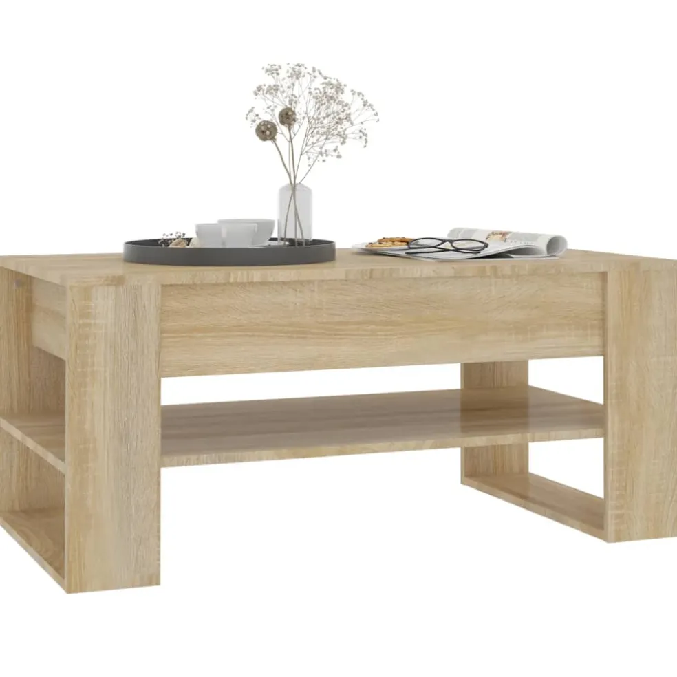 vidaXL Salontafel 102x55x45 cm bewerkt hout sonoma eikenkleurig