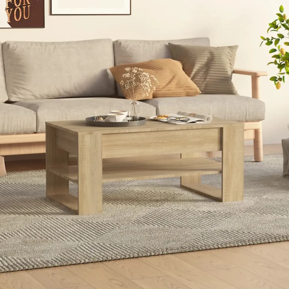 vidaXL Salontafel 102x55x45 cm bewerkt hout sonoma eikenkleurig