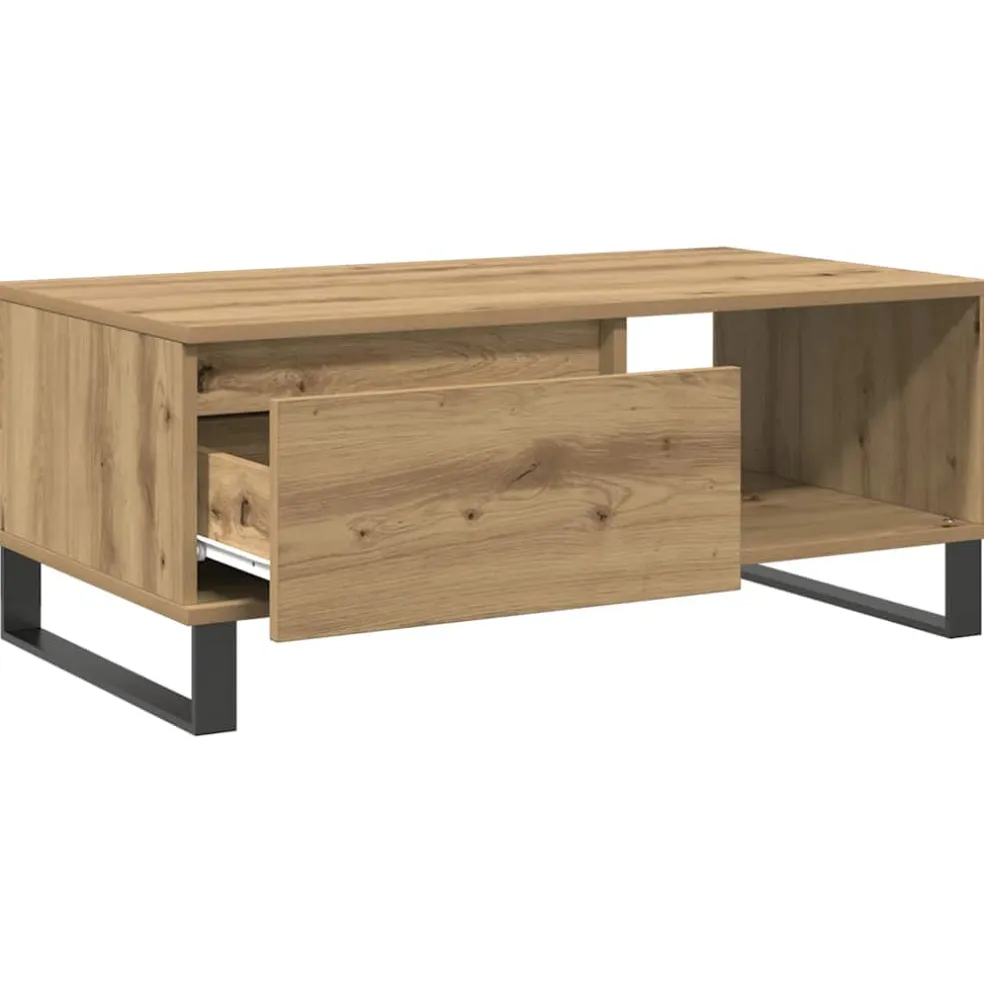vidaXL Salontafel 90x50x36,5 cm bewerkt hout artisanaal eikenkleurig