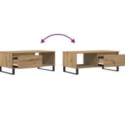 vidaXL Salontafel 90x50x36,5 cm bewerkt hout artisanaal eikenkleurig