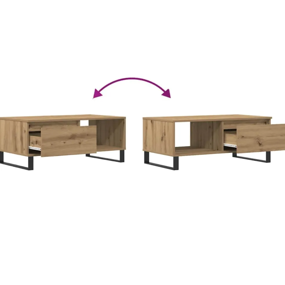 vidaXL Salontafel 90x50x36,5 cm bewerkt hout artisanaal eikenkleurig