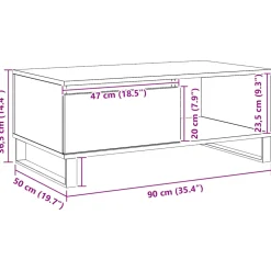 vidaXL Salontafel 90x50x36,5 cm bewerkt hout artisanaal eikenkleurig