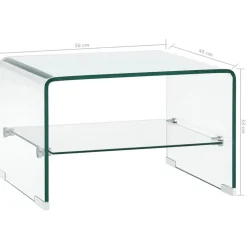 vidaXL Salontafel 50x45x33 cm gehard glas transparant