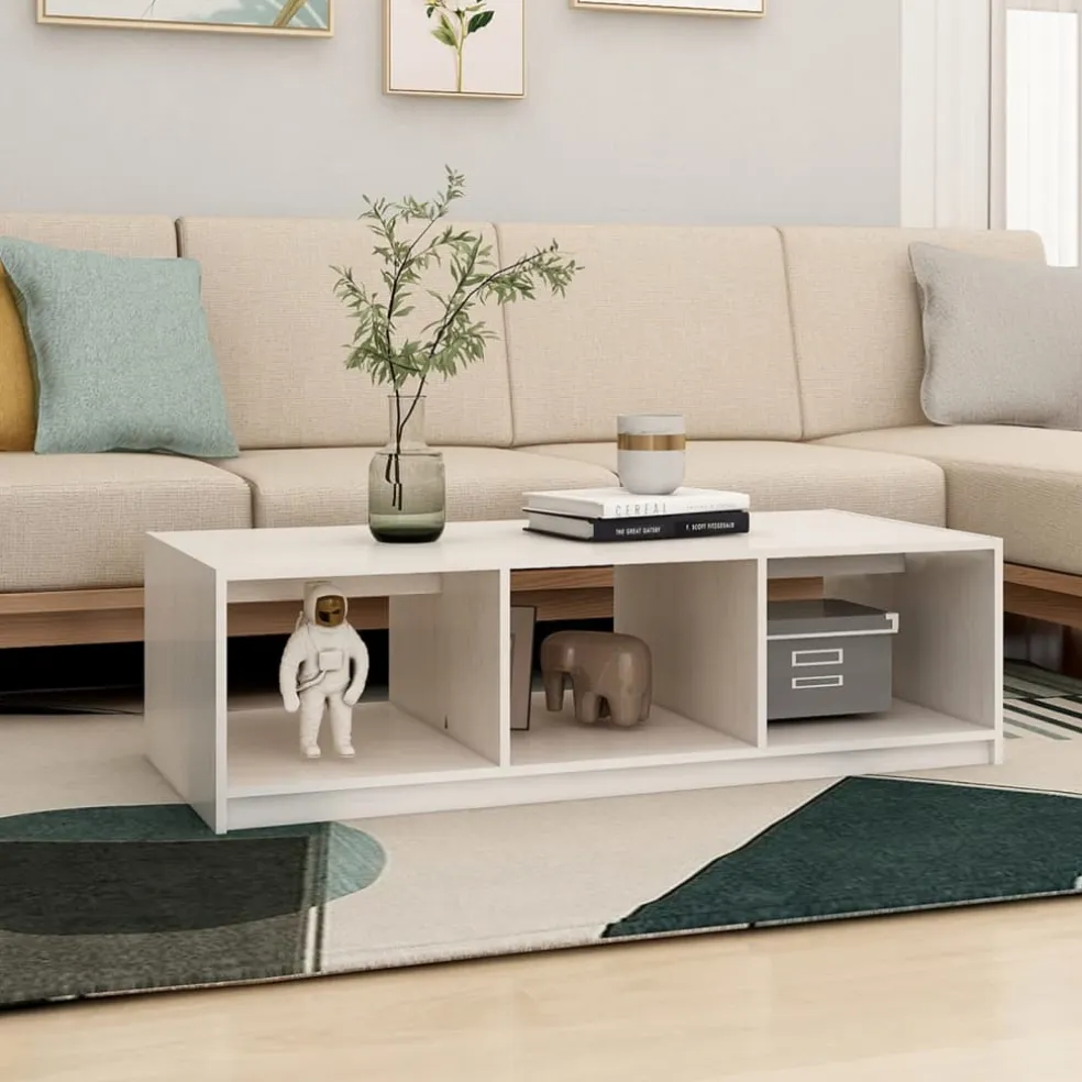 vidaXL Salontafel 110x50x34 cm massief grenenhout wit