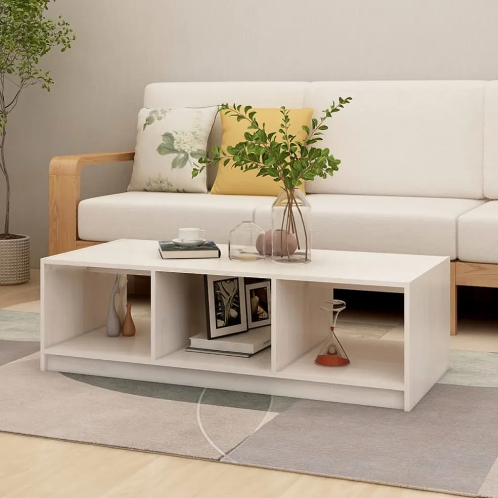 vidaXL Salontafel 110x50x34 cm massief grenenhout wit