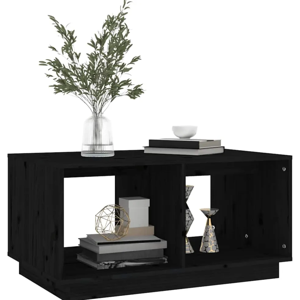 vidaXL Salontafel 80x50x40 cm massief grenenhout zwart