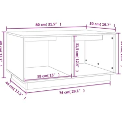 vidaXL Salontafel 80x50x40 cm massief grenenhout zwart