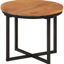 vidaXL Salontafel 35x35x30 cm massief acaciahout en ijzer