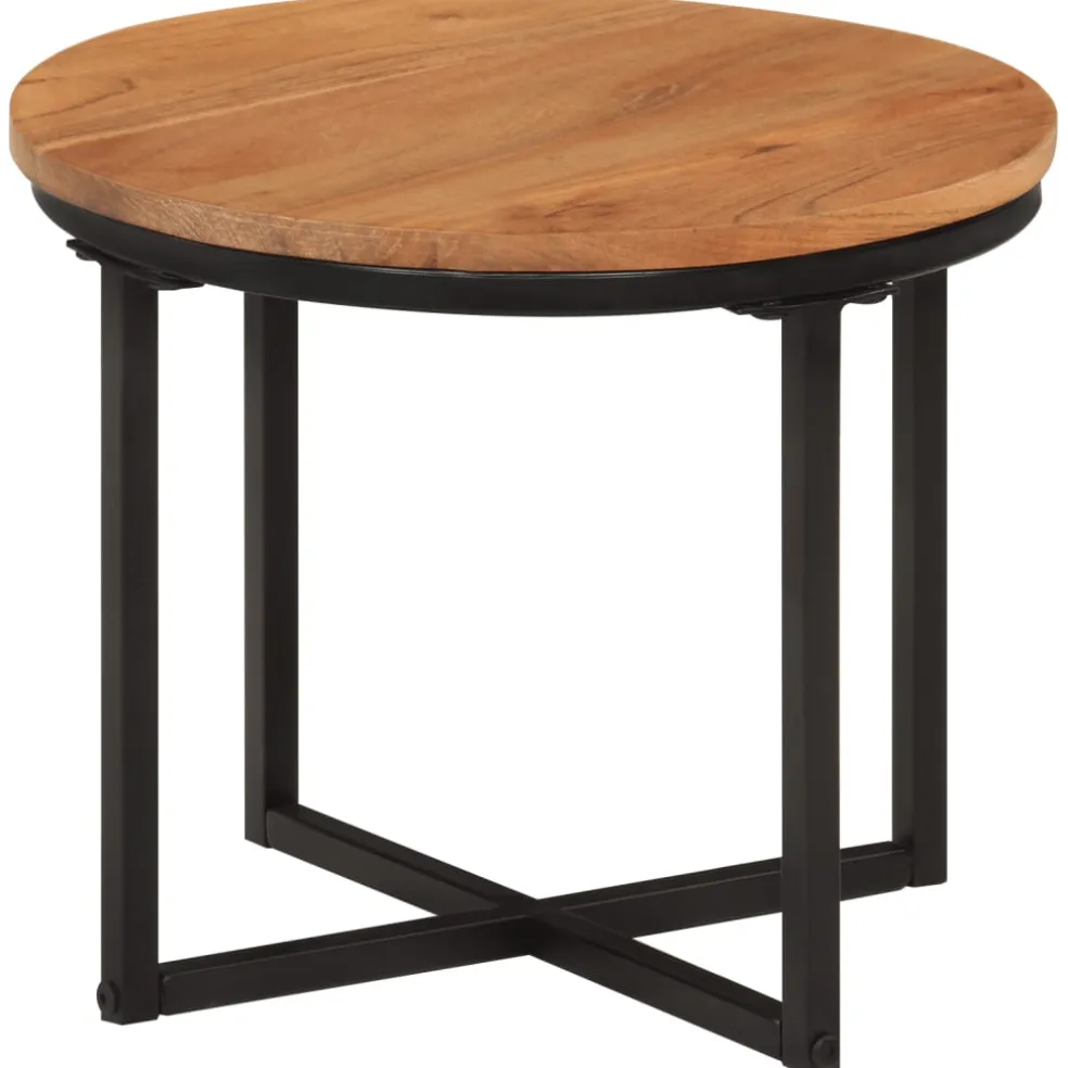 vidaXL Salontafel 35x35x30 cm massief acaciahout en ijzer