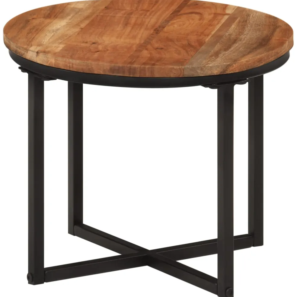 vidaXL Salontafel 35x35x30 cm massief acaciahout en ijzer