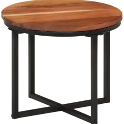 vidaXL Salontafel 35x35x30 cm massief acaciahout en ijzer