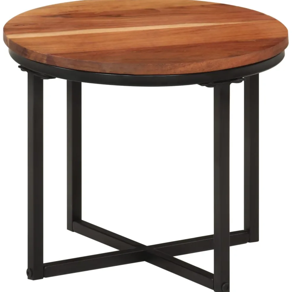 vidaXL Salontafel 35x35x30 cm massief acaciahout en ijzer