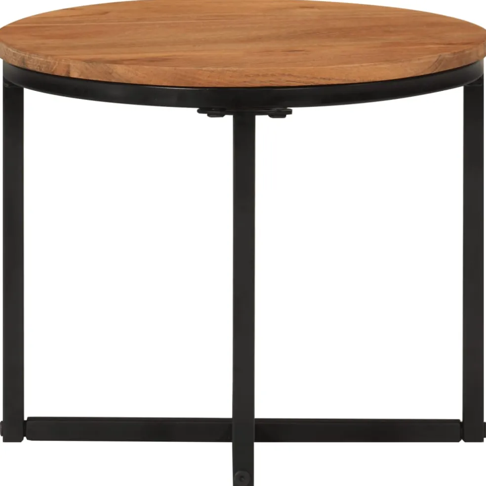 vidaXL Salontafel 35x35x30 cm massief acaciahout en ijzer