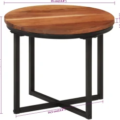 vidaXL Salontafel 35x35x30 cm massief acaciahout en ijzer
